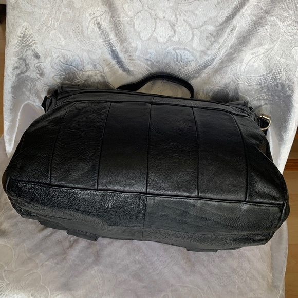 Vintage Creazioni Italy Large Black Genuine Leather Bag - Picture 7 of 14